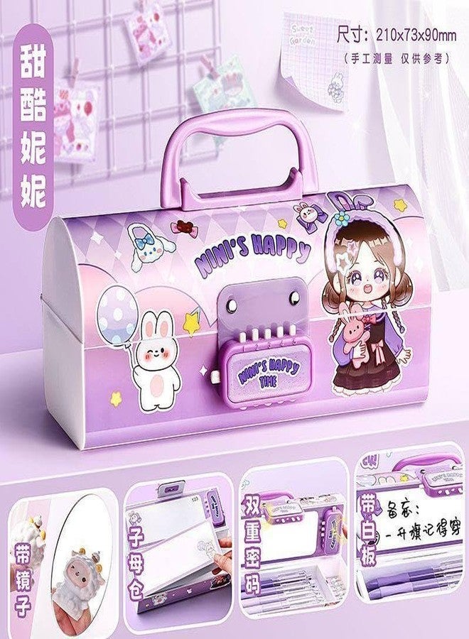 Dec Kitchenpro Pen & Pencil Box for Girls Suitcase Style Password Lock Pencil Case, Multi-Layer Pencil Box for Kids, Boys, Girls, Geometry Box - Image 3